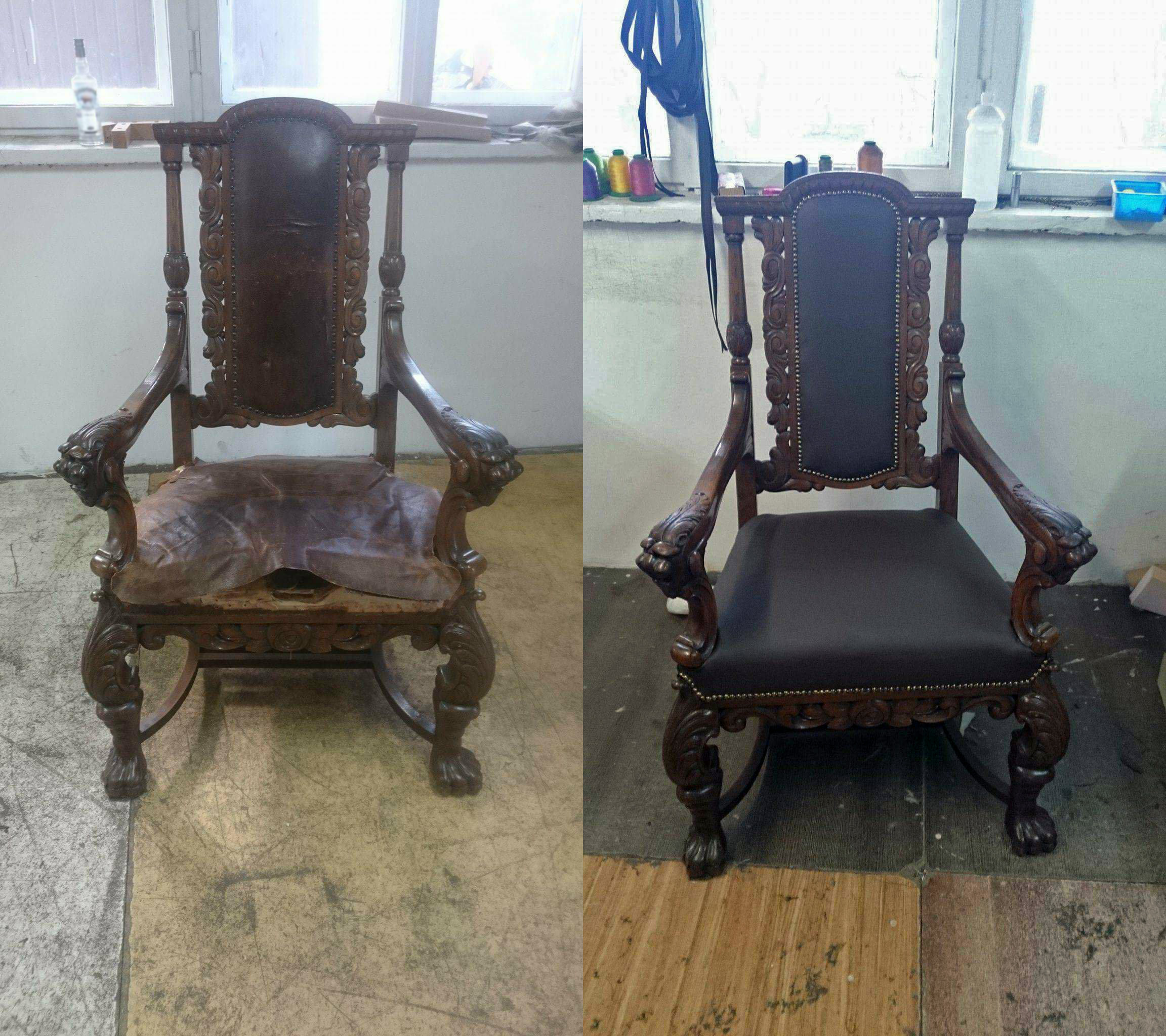 #18 Fotel przed i po renowacji